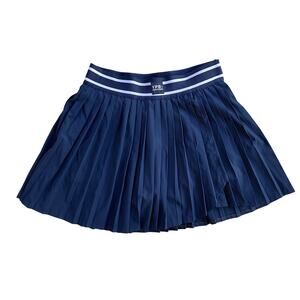 Abercrombie Kids YPB Navy Pleated Contrast Stripe Athletic Skirt Skort Sz 13/14